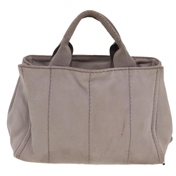 PRADA Canapa PM Hand Bag Canvas Gray Auth 78451 - Picture 2 of 16